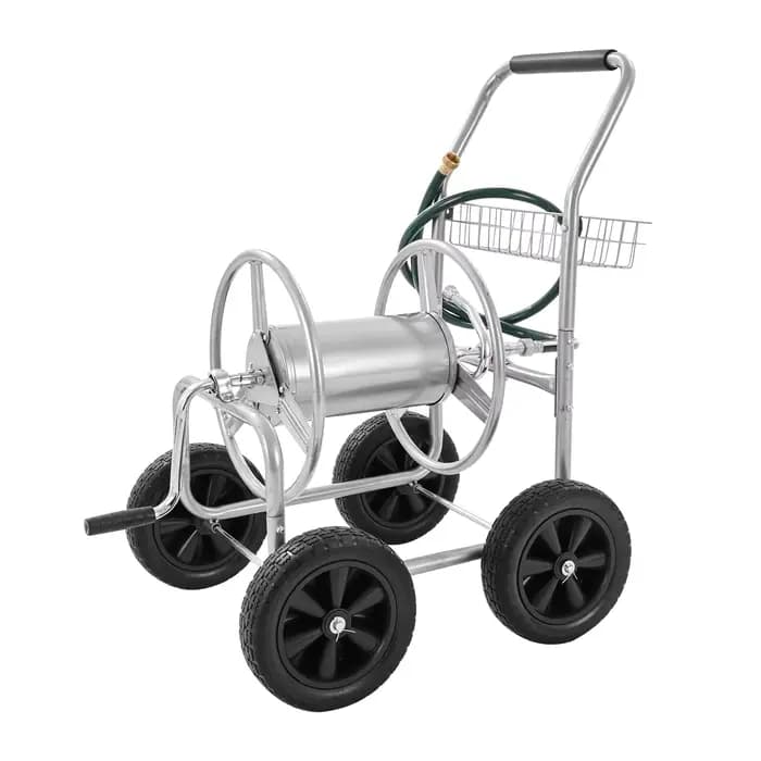 SucceBuy – chariot à enroulement de tuyau de 250 pieds, robuste, pour jardin, cour, plantation avec 
