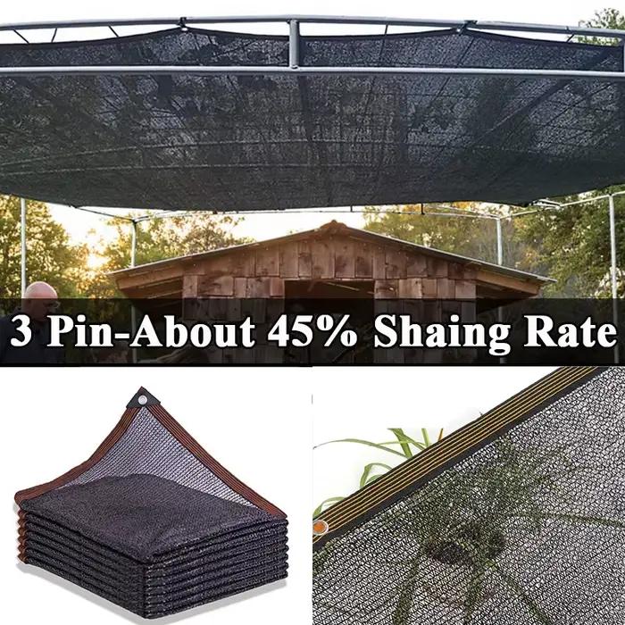 Filet d'ombrage noir 3 ailettes, taux d'ombrage 45%, protection UV, toile pare-soleil pour jardin, p