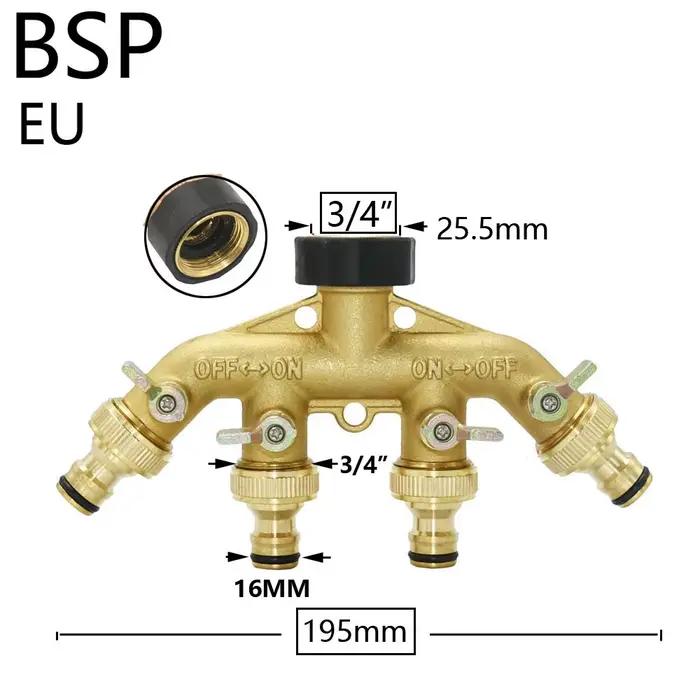 Séparateur d'eau pour tuyau d'arrosage, filetage 3/4 ", en laiton, robinet de jardin à 2/4 voies, Va