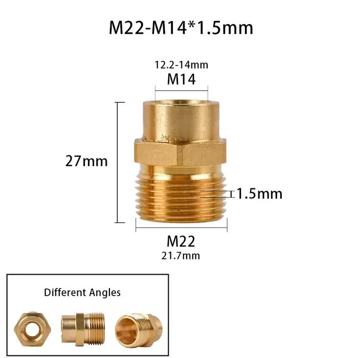 Connecteur de filetage en laiton 3/8 "1/2" M14 M18 M22, adaptateur mâle femelle pour pistolet de lav