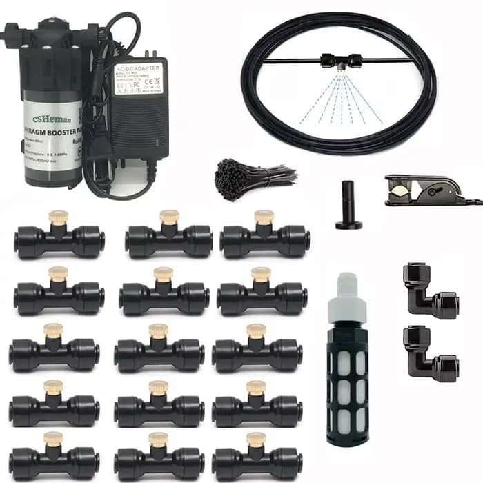Kits de système de refroidissement par brumisation silencieux DIY avec pompe à eau silencieuse DC24V
