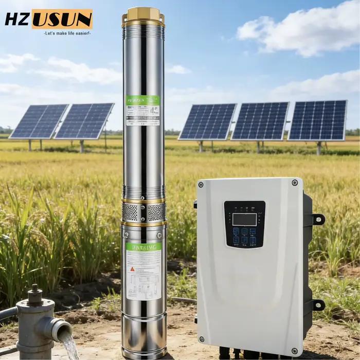 Kit de pompe de forage Submersible solaire hybride, moteur sans balais 2HP DC, pompe à eau agricole 