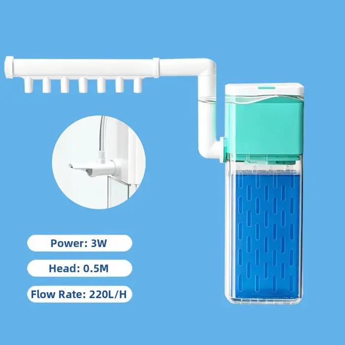 Filtre de bassin 4-en-1 à ventouse, pompe submersible silencieuse murale avec filtre intégré et filt
