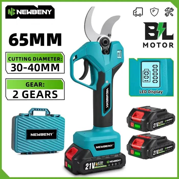 NewBeny – sécateur électrique sans balais, 2 vitesses, 65mm, cisaille pour arbres fruitiers, bonsaï,