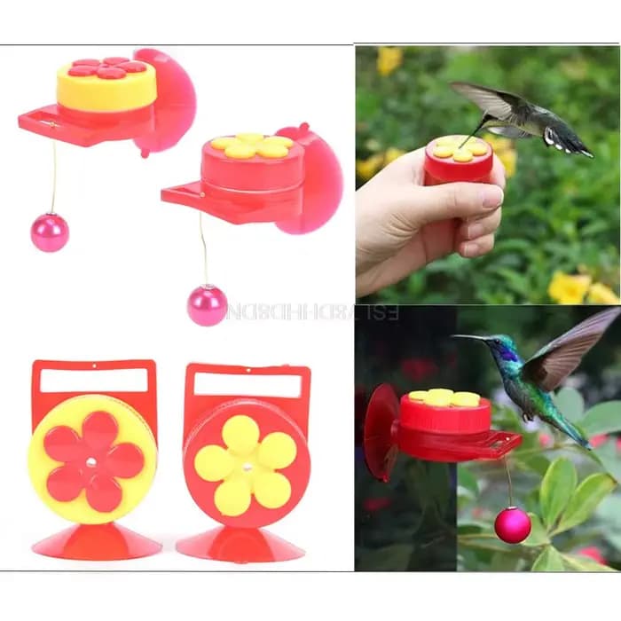 Fleurs Forme Poignée Oiseau Colibri Mangeoire Buveur Plastique Semences Et L'eau Extérieur Fenêtre V