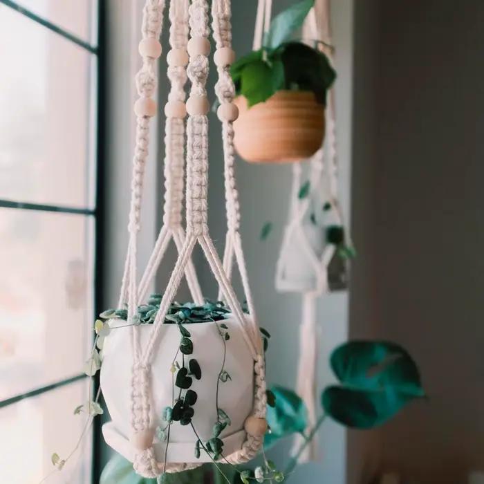 Paniers de suspension de plantes en macramé faits à la main, support de Pots de fleurs, panier de ja