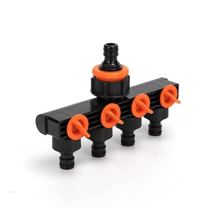 Mathiateur d'eau à quatre voies, 16mm, 1 ensemble, assujetà interrupteur rapide, pour jardin, d'argi