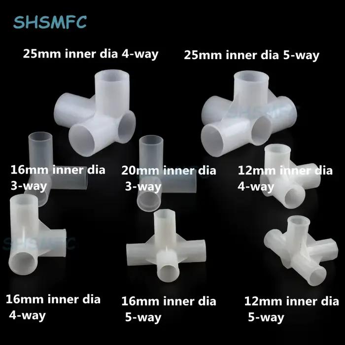 Connecteur en T PE, diamètre intérieur en plastique 12mm 16mm 20mm 25mm, adaptateur de tuyau à quatr