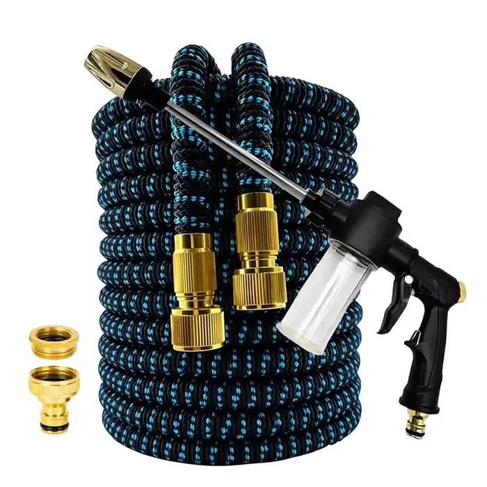 Tuyau d'arrosage extensible avec buse haute pression, pratique et flexible, utilisé pour le lavage d