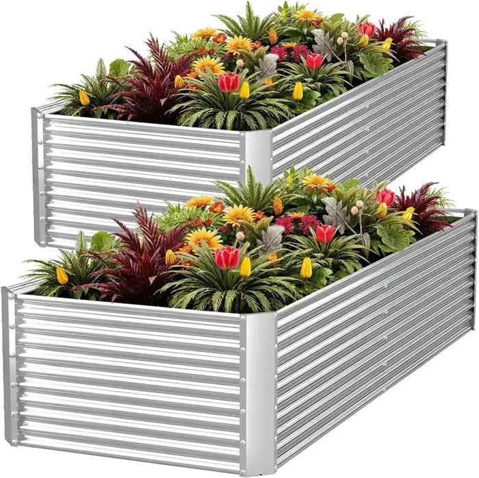 Lit de jardin surélevé galvanisé de 8x4 pieds de haut, lit de jardin au-dessus du sol pour légumes, 
