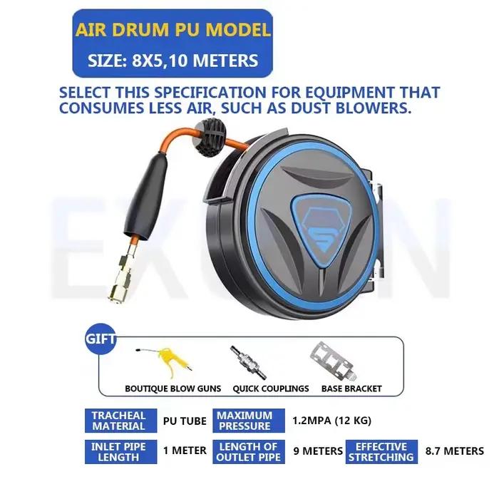 Tambour d'air, bobine de tuyau rétractable automatique, tuyau d'air durable, outil pneumatique de tu
