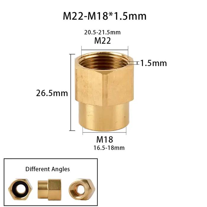 Connecteur de filetage en laiton 3/8 "1/2" M14 M18 M22, adaptateur mâle femelle pour pistolet de lav
