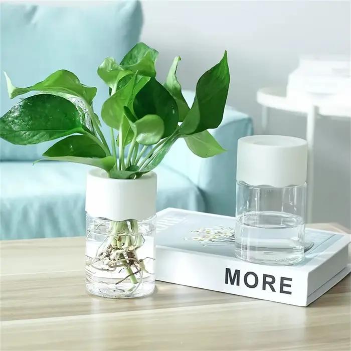 Mini Pot de fleur hydroponique, Vase décoratif de maison, Imitation verre Transparent, Pots de plant