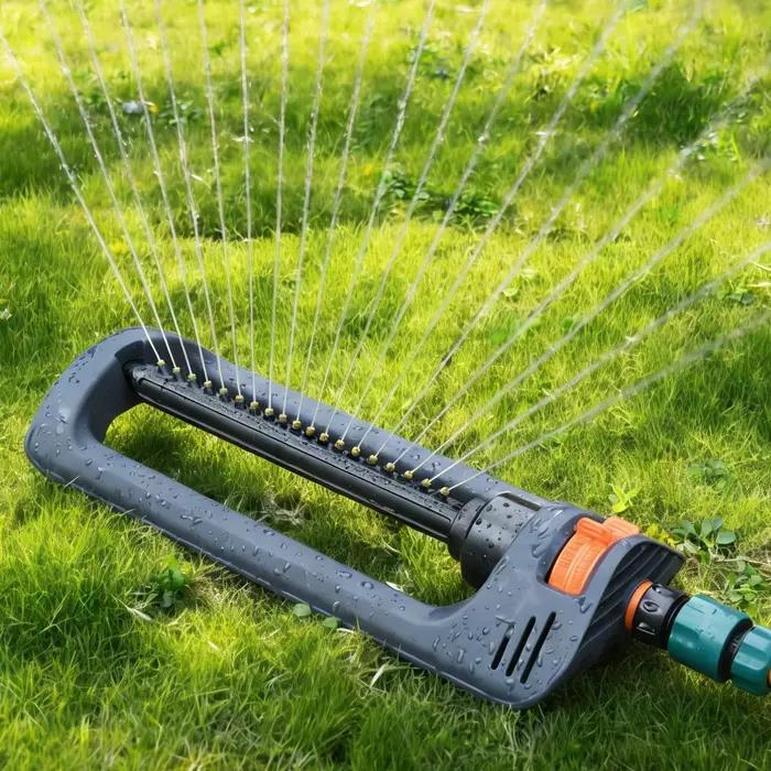 Arroseur oscillant 4-en-1 avec 19 trous et modes de pulvérisation réglables pour jardin, pelouse, co