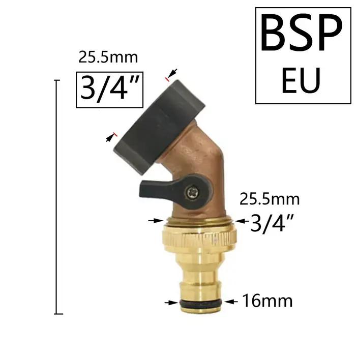 Séparateur d'eau pour tuyau d'arrosage, filetage 3/4 ", en laiton, robinet de jardin à 2/4 voies, Va