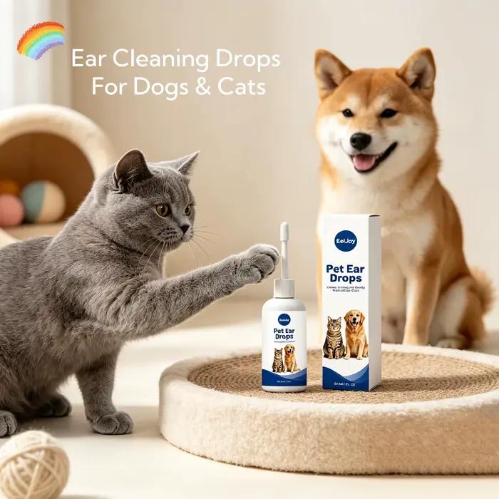 Gouttes auriculaires pour animaux de compagnie : Non irritantes, réduisent les mauvaises odeurs, sou