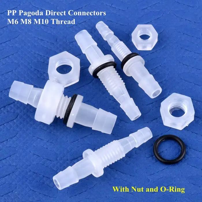 Connecteurs hexagonaux PP Pagoda Direct, 5 ~ 200 pièces, M6 ~ M10 à 3 ~ 8mm ​ Adaptateur de pompe à 