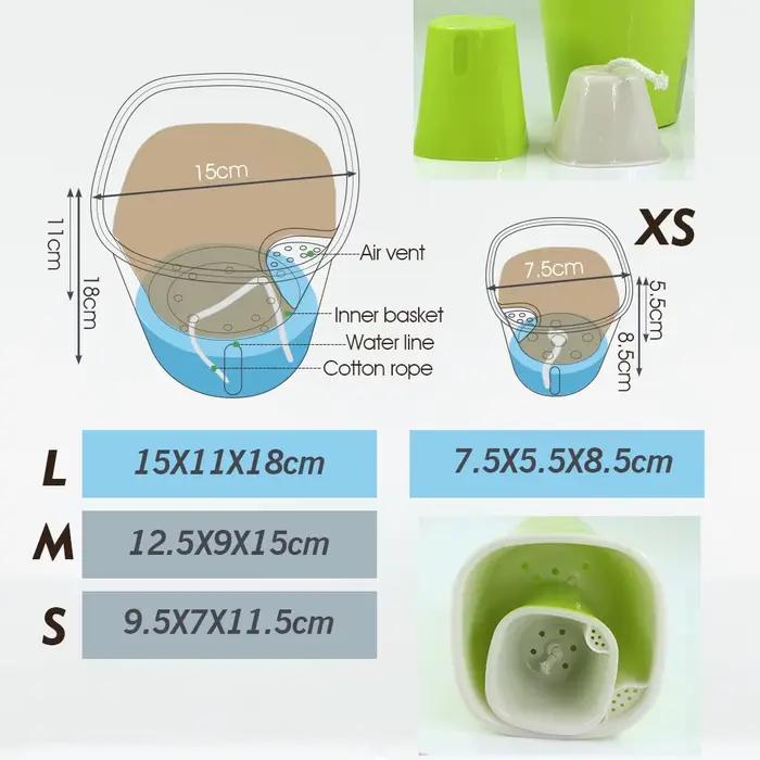 Pot de fleur d'arrosage automatique, récipient en plastique Lauren avec trou de proximité, pots de p