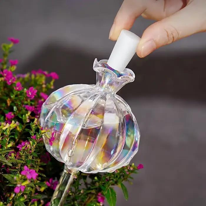 Ampoules d'arrosage automatique en verre pour plantes, goutteur d'eau en forme de plante de fleur, d