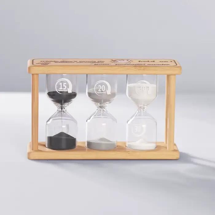 Minuterie sablier en bois 3 en 1, 3/5/10/15/20/30 minutes, horloge, minuterie de sable, cadeau de no