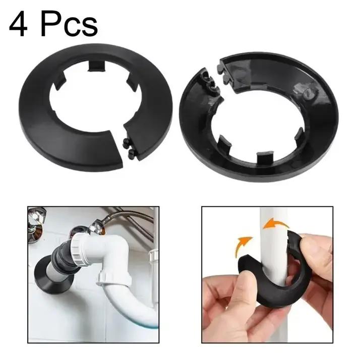 Couvercle de tuyau en plastique PP de 50mm, 4 pièces, décoration de tuyau d'eau, écusson noir HL ron