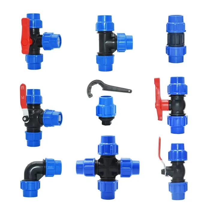 Connecteur d'eau du robinet en plastique PE, séparateur en T, coupleur de Valve rapide, bouchon d'ex