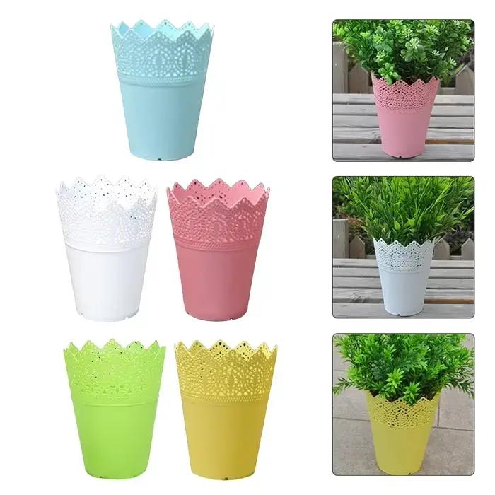 Pots de fleurs en résine plastique 7x11x14cm, succulentes en pot, petite couronne, Vase en dentelle 