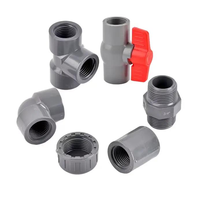 Connecteur à filetage femelle en PVC 1/2 3/4 1, 20/25/32mm, coude droit, adaptateur à 3 voies pour t