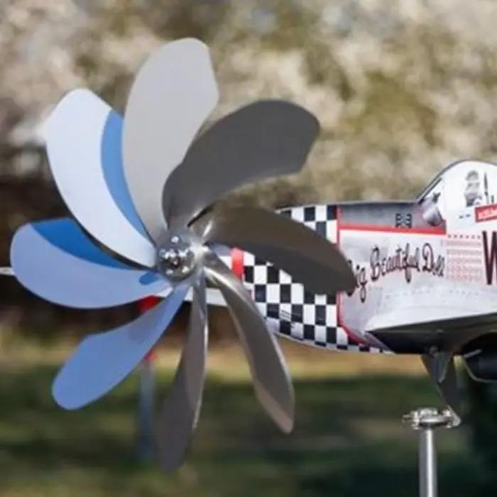 Moulin à vent en acier inoxydable résistant aux intempéries, brise-vent d'avion, décorations d'art d