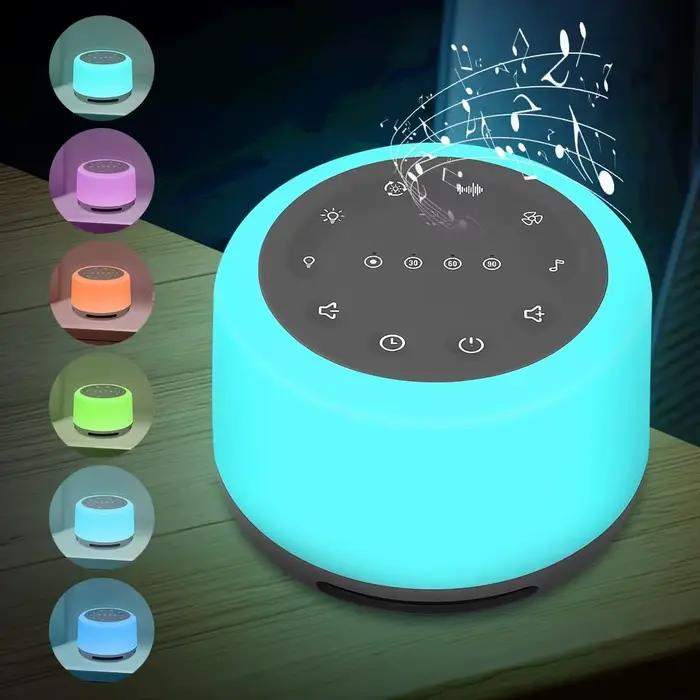 Veilleuse RVB 7 couleurs et machine à sons apaisants pour le sommeil (24 sons) avec luminosité régla