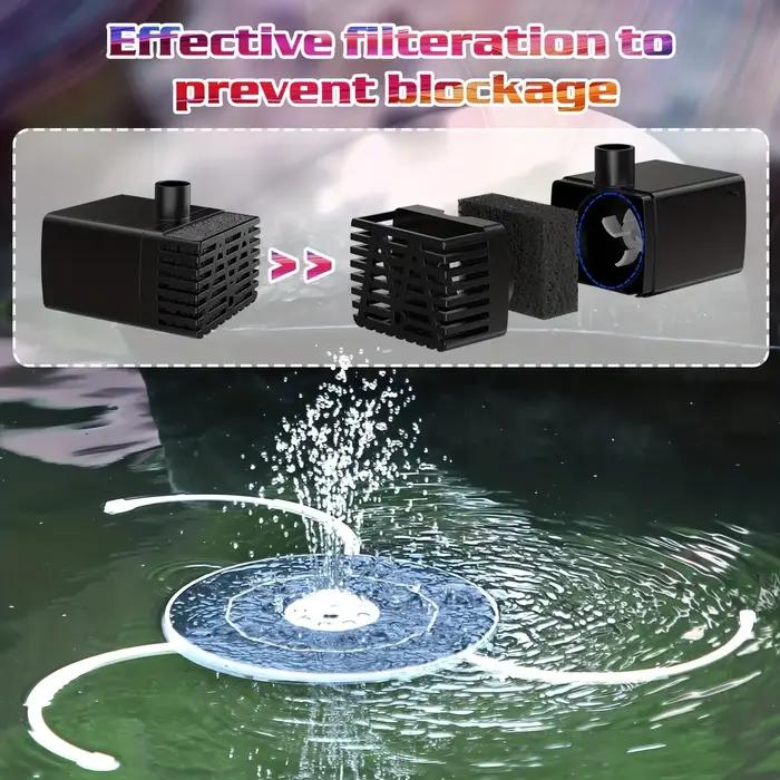 Pompe de fontaine solaire LED 6,5 W avec lumières, pour piscine de bain d'oiseaux, fontaine d'eau so