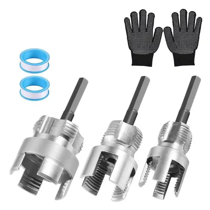 Outil de filetage de tuyaux BSEVB-3PCS, fileteuse interne et externe pour tuyaux en PVC de 1/2 ", 3/