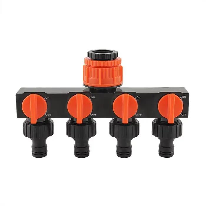 Distributeur de tuyau d'arrosage 4 voies, connecteur de robinet, 4 interrupteurs indépendants pour l
