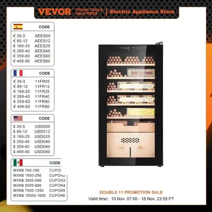 VEVOR – humidificateur électrique pour cigares, 82l, armoire avec refroidissement, chauffage et cont