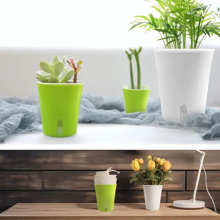 Pot de fleur d'arrosage automatique, récipient en plastique Lauren avec trou de proximité, pots de p