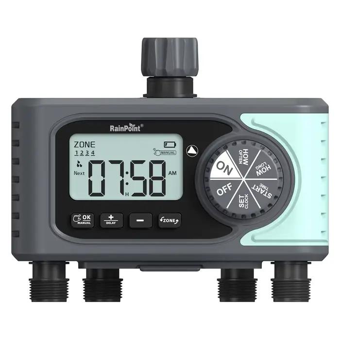Minuterie d'arrosage programmable avec délai de pluie, minuterie d'eau, arrosage manuel, pelouse, ja