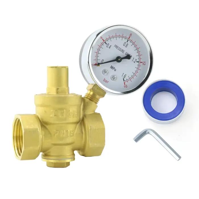 Réducteur de régulateur de pression d'eau en laiton 1/2 "3/4" 16bar DN15 DN20 avec jauge pour Instab