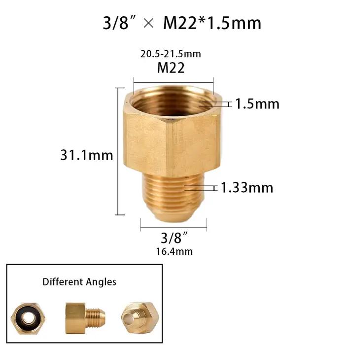 Connecteur de filetage en laiton 3/8 "1/2" M14 M18 M22, adaptateur mâle femelle pour pistolet de lav