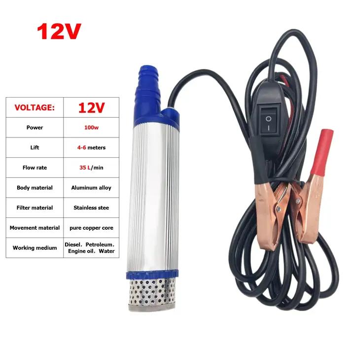 Pompe Submersible Portable 12V 24V 35L/min, Mini pompe électrique de transfert Diesel/eau de 38mm po