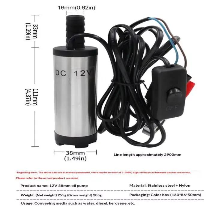Pompe de transfert électrique submersible 12V pour l'eau et le carburant (huile)