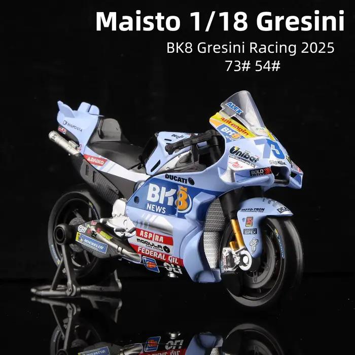 Maisto 1:18 2025 BK8 Gresini Racing Moto Modèle 73 #   Alex Marquez 54 #   Jouet moto statique Fermin Aldeguer GP