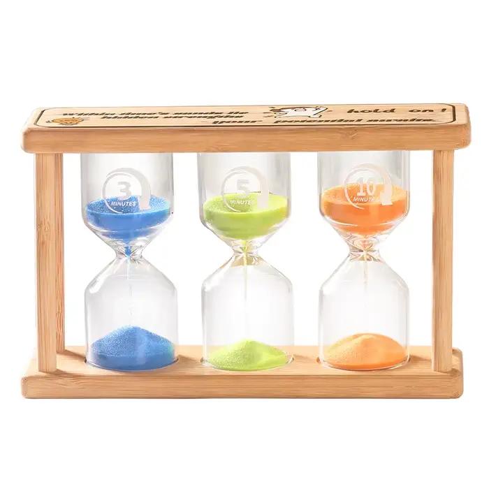 Minuterie sablier en bois 3 en 1