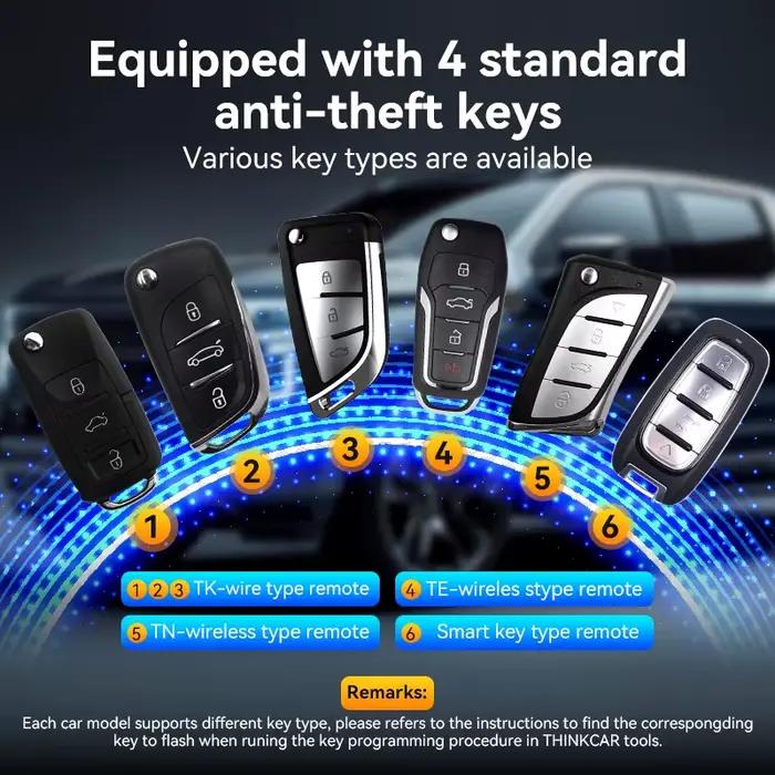 THINKCAR TKEY 101 pour MUCAR 892BT 689BT, programmeur de clés de voiture universel avec 6 clés télécommandées, systèmes antivol automatiques, programmation.