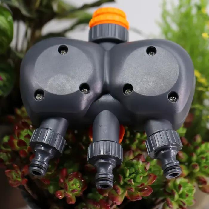 Minuterie mécanique de jardin à 3 voies avec double contrôle