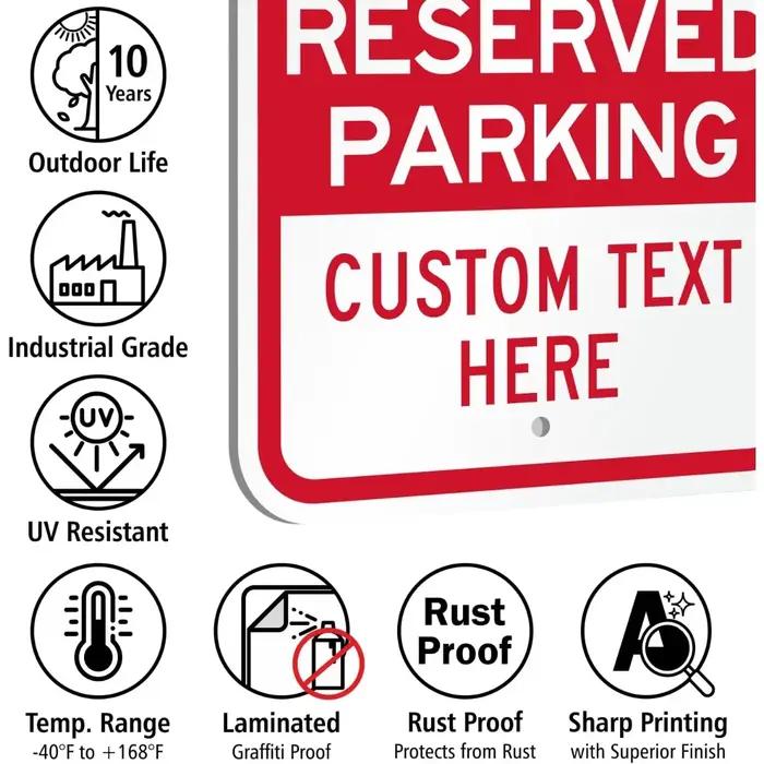 Panneau de signalisation de stationnement personnalisé SmartSign 12"x8" avec cadre : Ajoutez un logo/du texte, antirouille, fabriqué aux États-Unis (1 pièce)