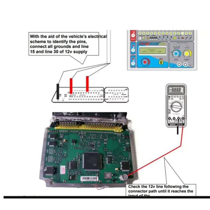 Programmateur de test de l'éprom fuchsia ECU, simulateur SMD, prise de résistances, outil de diagnostic de voiture, logiciel de fichier, guide d'étude de cours technique de réparation
