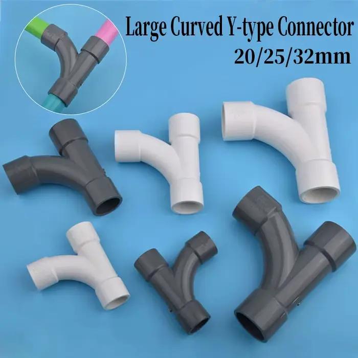Grand connecteur incurvé en PVC de type Y à 3 voies