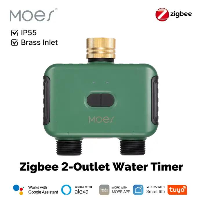 MOES Tuya Smart ZigBee minuterie d'eau à 2 sorties arroseur en laiton avec filtre d'irrigation Programmable fonctionne avec Alexa GoogleHome