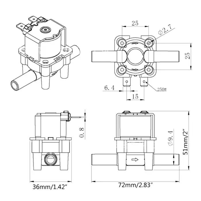 Solénoïde électrique en plastique de 3/8 pouces pour vanne 12V 24V 220V