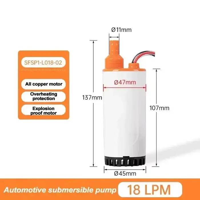 12V 21L/min RV pompe Submersible Micro